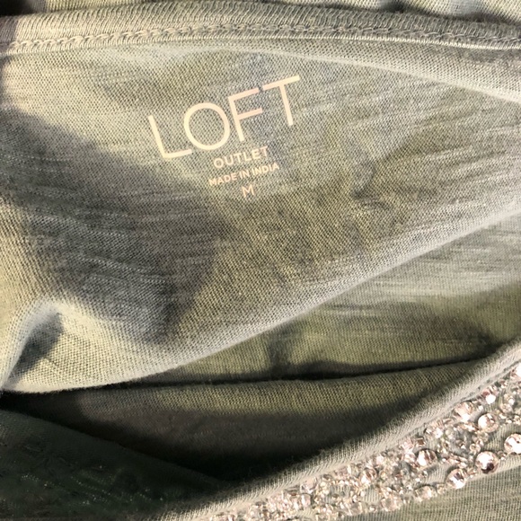 Loft Blue Green Beaded Collar Long Sleeve Tee - Picture 4 of 5